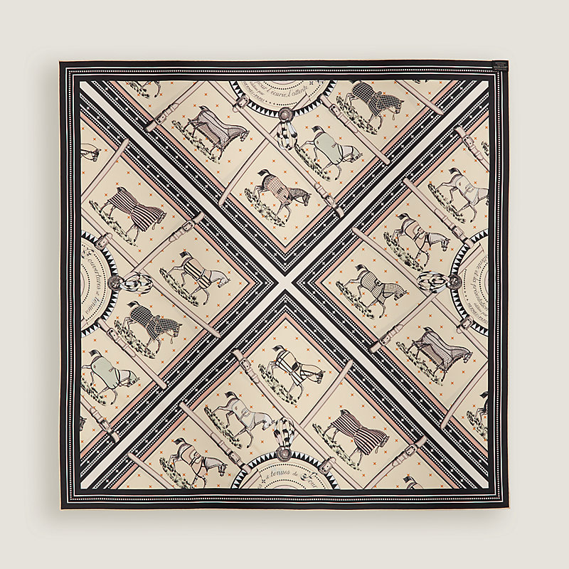 シルク100%【HERMES】Couvertures et Tenues de Jour スカーフ90 Couvertures et Tenues de Jour forever scarf 90 | Hermès USA